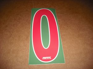 BRK 6" Adhesive Numbers - Red on Green #0 (Set of 4)