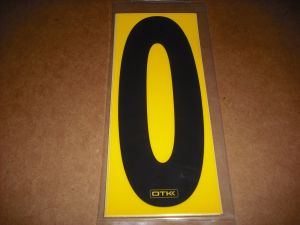 OTK Tony Kart 6" Adhesive Numbers - Black on Yellow #0 (Set of 4)