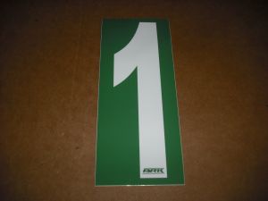BRK 6" Adhesive Numbers - White on Green #1 (Set of 4)
