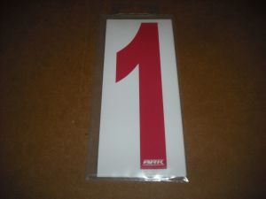 BRK 6" Adhesive Numbers - Red on White #1 (Set of 4)