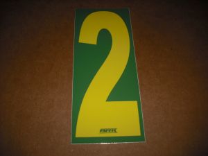 BRK 6" Adhesive Numbers - Yellow on Green #2 (Set of 4)
