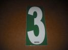 BRK 6" Adhesive Numbers - White on Green #3 (Set of 4)