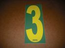 BRK 6" Adhesive Numbers - Yellow on Green #3 (Set of 4)