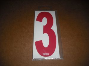 BRK 6" Adhesive Numbers - Red on White #3 (Set of 4)