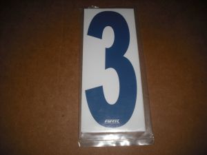BRK 6" Adhesive Numbers - Blue on White #3 (Set of 4)