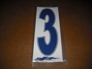 J3 6" Adhesive Numbers - Blue on White #3 (Set of 4)