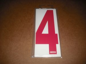 BRK 6" Adhesive Numbers - Red on White #4 (Set of 4)