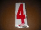 J3 6" Adhesive Numbers - Red on White #4 (Set of 4)