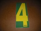 BRK 6" Adhesive Numbers - Yellow on Green #4 (Set of 4)