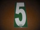 BRK 6" Adhesive Numbers - White on Green #5 (Set of 4)