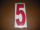 BRK 6" Adhesive Numbers - Red on White #5 (Set of 4)