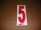 J3 6" Adhesive Numbers - Red on White #5 (Set of 4)