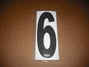 BRK 6" Adhesive Numbers - Black on White #6 (Set of 4)