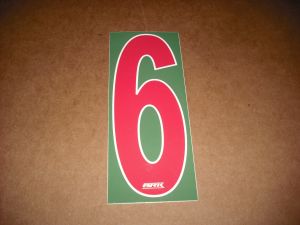 BRK 6" Adhesive Numbers - Red on Green #6 (Set of 4)