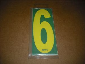 BRK 6" Adhesive Numbers - Yellow on Green #6 (Set of 4)