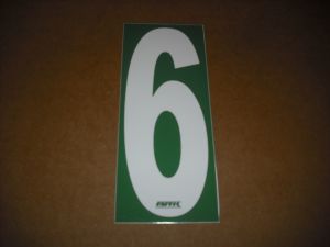 BRK 6" Adhesive Numbers - White on Green #6 (Set of 4)