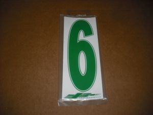 J3 6" Adhesive Numbers - Green on White #6 (Set of 4)