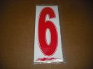 J3 6" Adhesive Numbers - Red on White #6 (Set of 4)