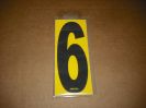 BRK 6" Adhesive Numbers - Black on Yellow #6 (Set of 4)