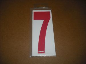 BRK 6" Adhesive Numbers - Red on White #7 (Set of 4)
