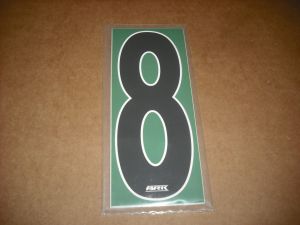 BRK 6" Adhesive Numbers - Black on Green #8 (Set of 4)