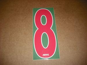 BRK 6" Adhesive Numbers - Red on Green #8 (Set of 4)