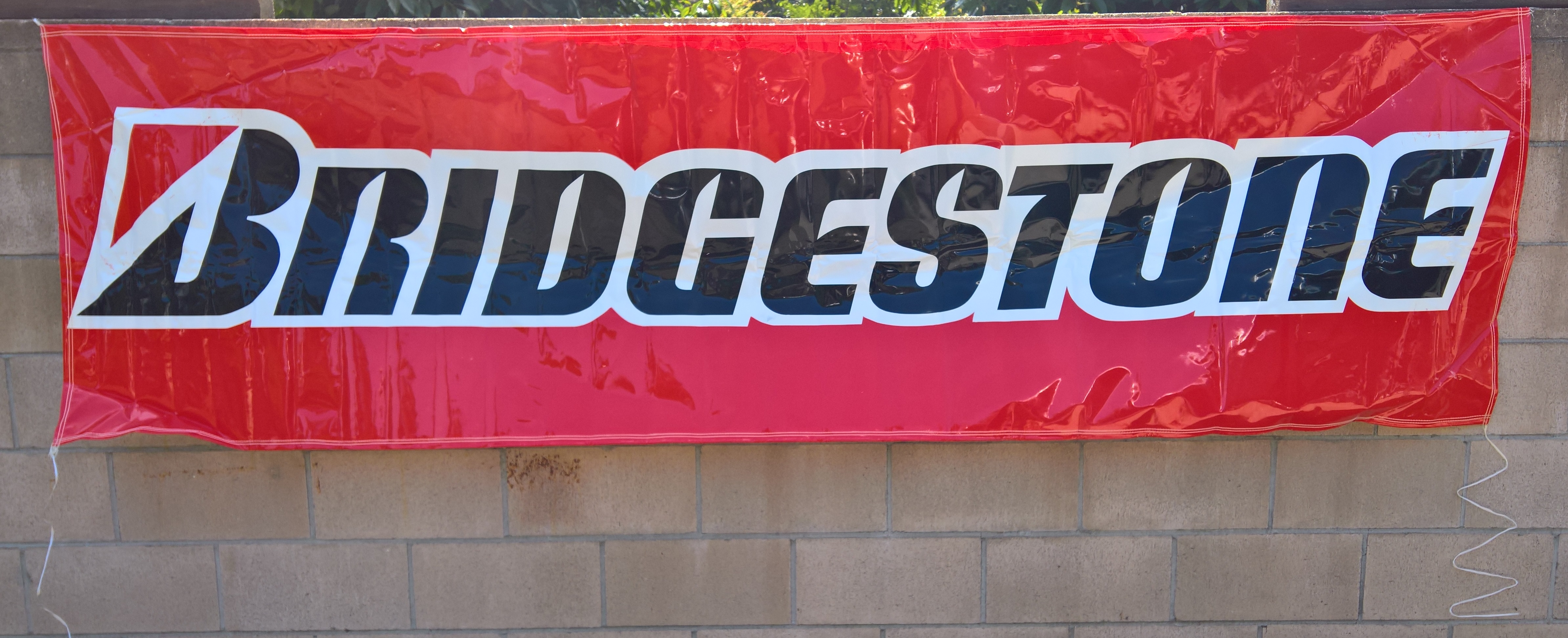 Authentic Bridgestone Banner Red Background 115 X 33 Blemished