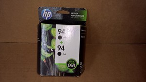 OCT 2013 NEW Genuine HP Hewlett Packard Twin Pack (2x) 94 Black Ink Jet Inkjet Printer Cartridge C9350FN