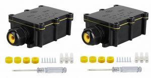 QTY 2 NEW Waterproof IP68 External Junction Box 2 Way Plug Line M20 Coax Cable Connect