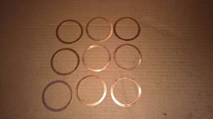 NEW (QTY 9) 0.020" Copper Cylinder Head Gasket Yamaha KT-100 KT100 Kart Engine Motor